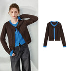 Layered-Look Tie-Front Knit Cardigan