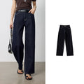 Seam-Detail Straight-Leg Jeans