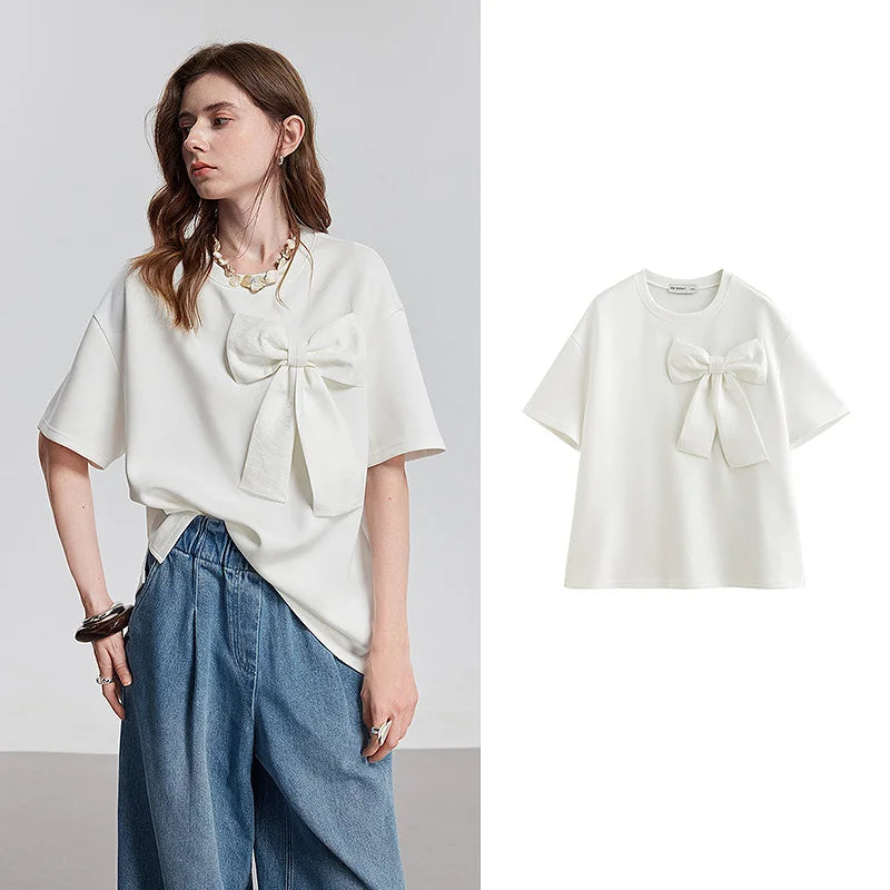 Bow-Detail Relaxed Crewneck Tee