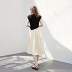 Colorblock V-Waist Midi Dress
