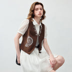Paisley Cropped Button-Front Vest
