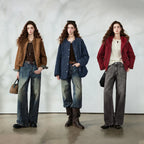 Crackled-Wash Wide-Leg Jeans