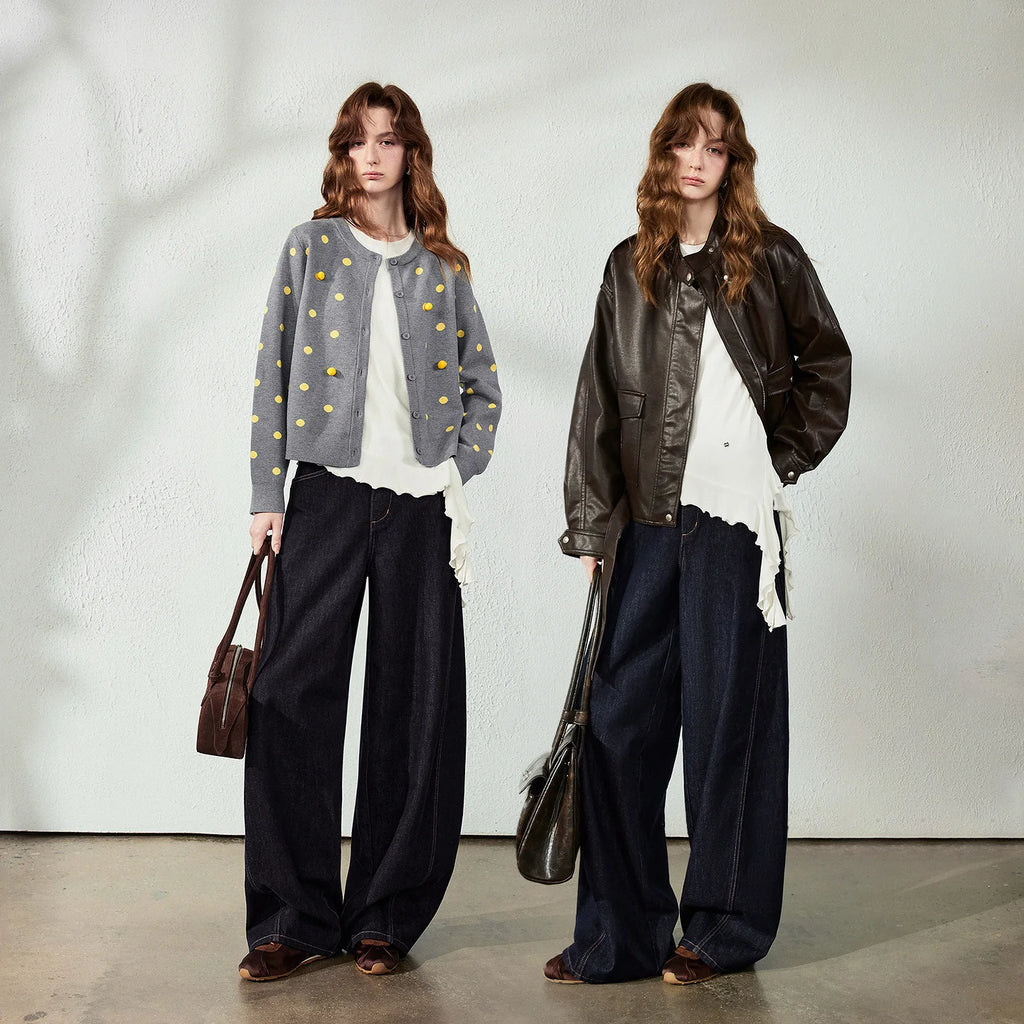 Scalloped-Hem Long-Sleeve Top