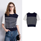 Layered-Look Striped Knit Tee