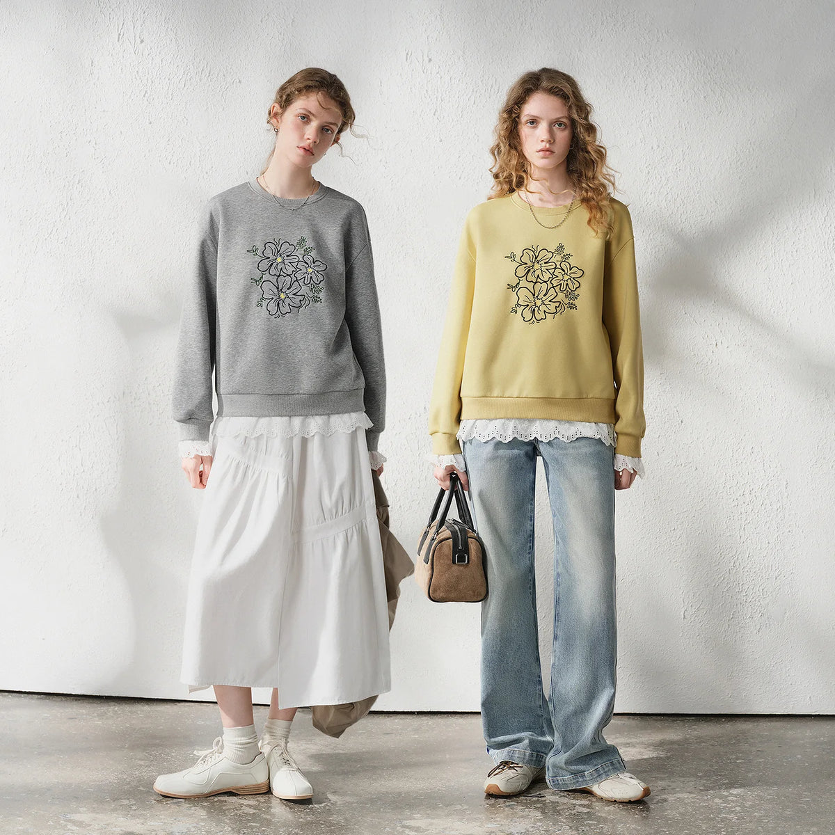 Floral Graphic Layered-Look Sweatshirt