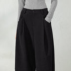 Pleated Cropped Barrel-Leg Pants