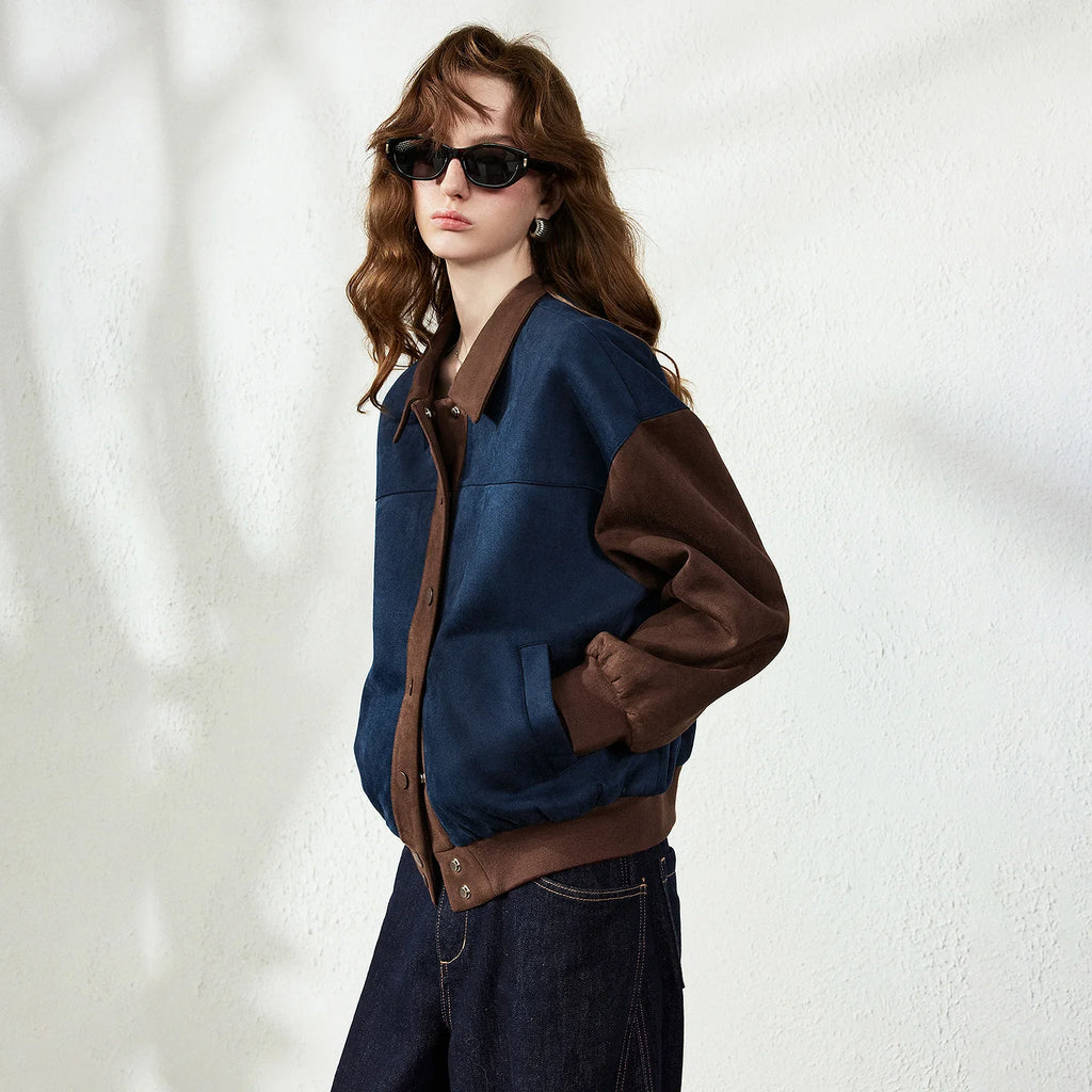 Contrast-Sleeve Varsity Jacket