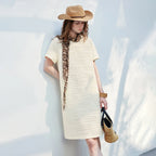 Textured Short-Sleeve T-Shirt Dress