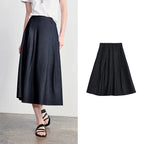 Pleated A-Line Midi Skirt