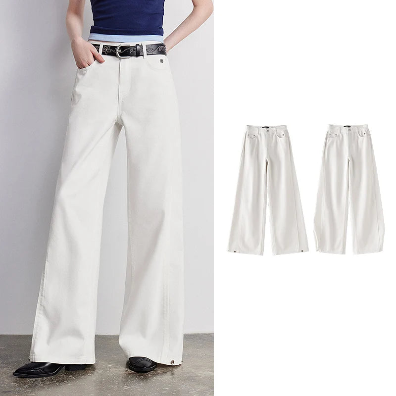 Seamed Wide-Leg Jeans