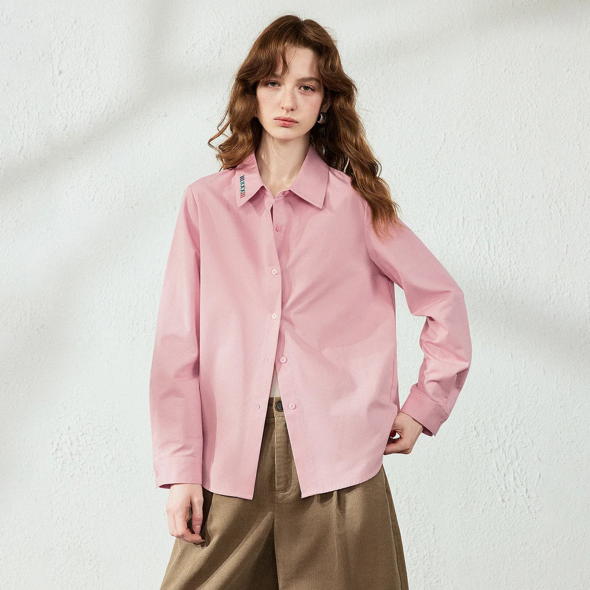Motif-Detail Long-Sleeve Collared Shirt