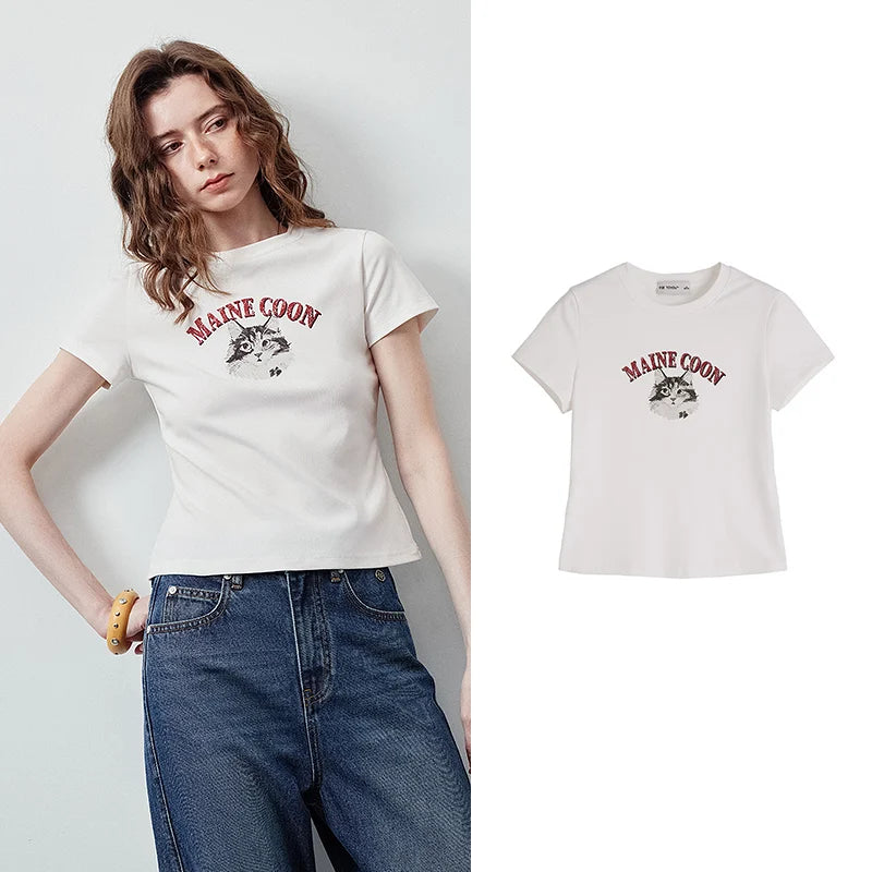 Cat Graphic Crewneck Tee