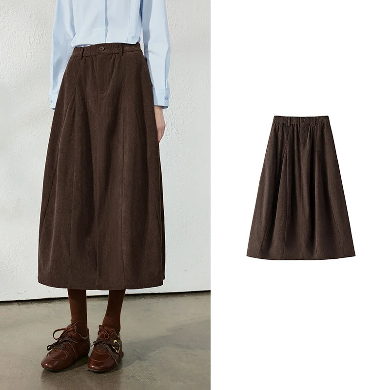 Gathered A-Line Midi Skirt