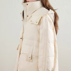Hooded Flap-Pocket Puffer Coat