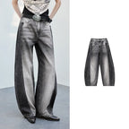 Faded Barrel-Leg Jeans