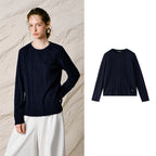 Ribbed Crewneck Knit Sweater