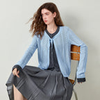 Layered-Look Tie-Front Knit Cardigan