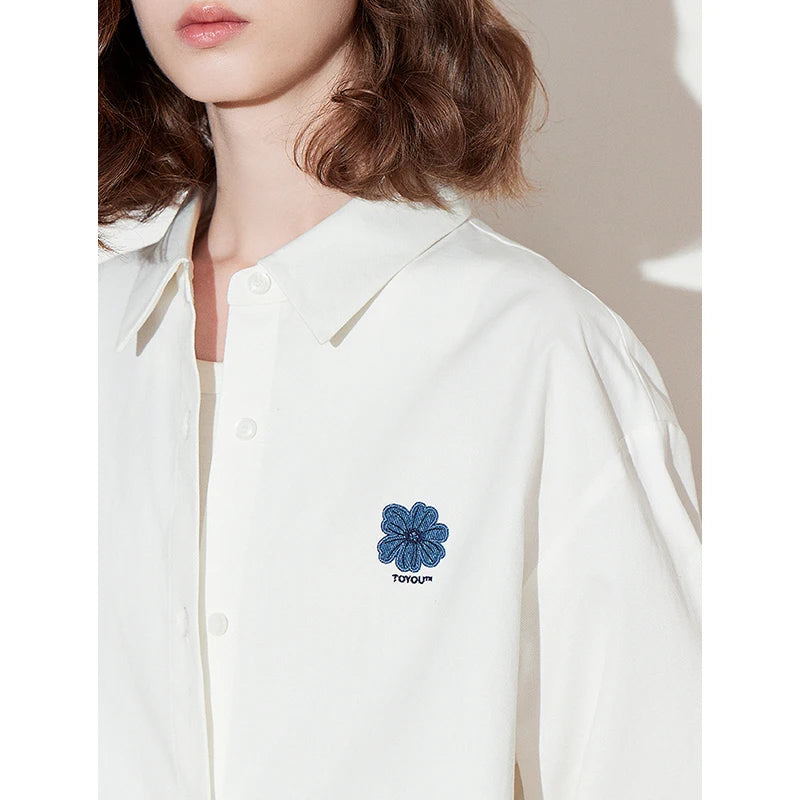 Floral-Motif Button-Front Shirt