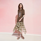 Graphic Layered-Look Plaid Dress