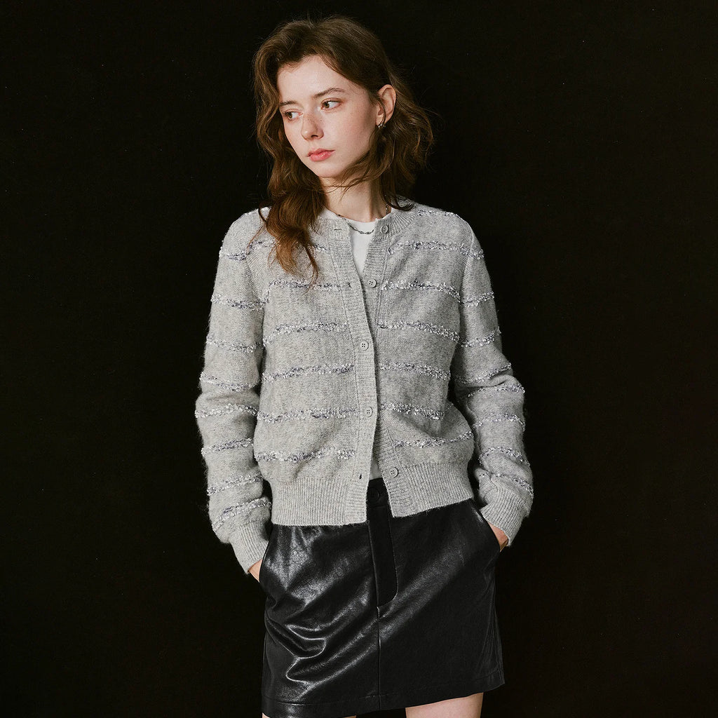Textured Button-Up Knit Cardigan