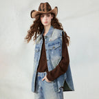 Longline Button-Front Denim Vest