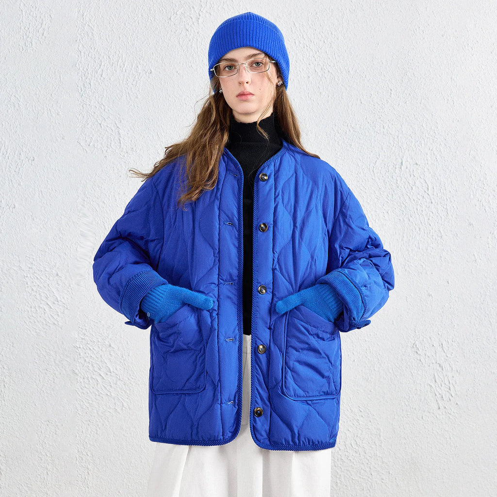 Collarless Quilted Jacket