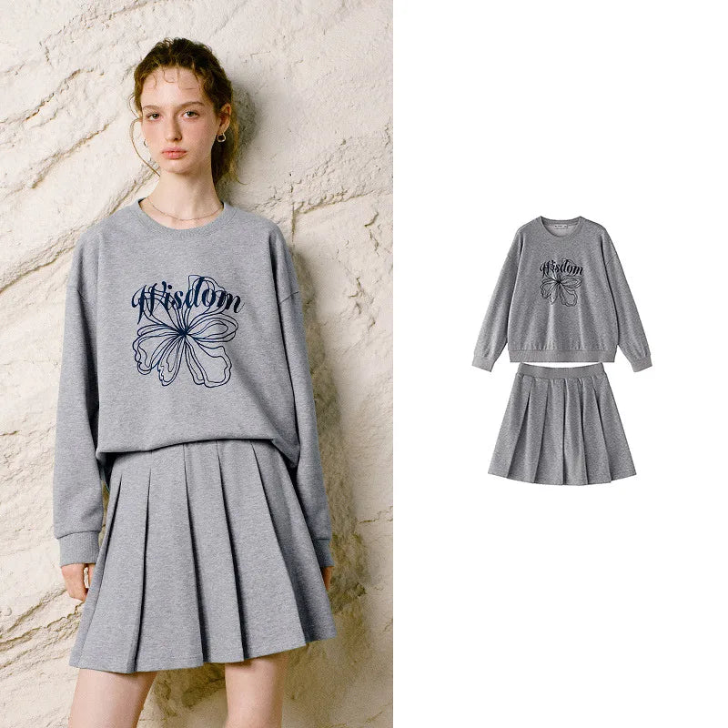 Floral Sweatshirt and Mini Skirt Set