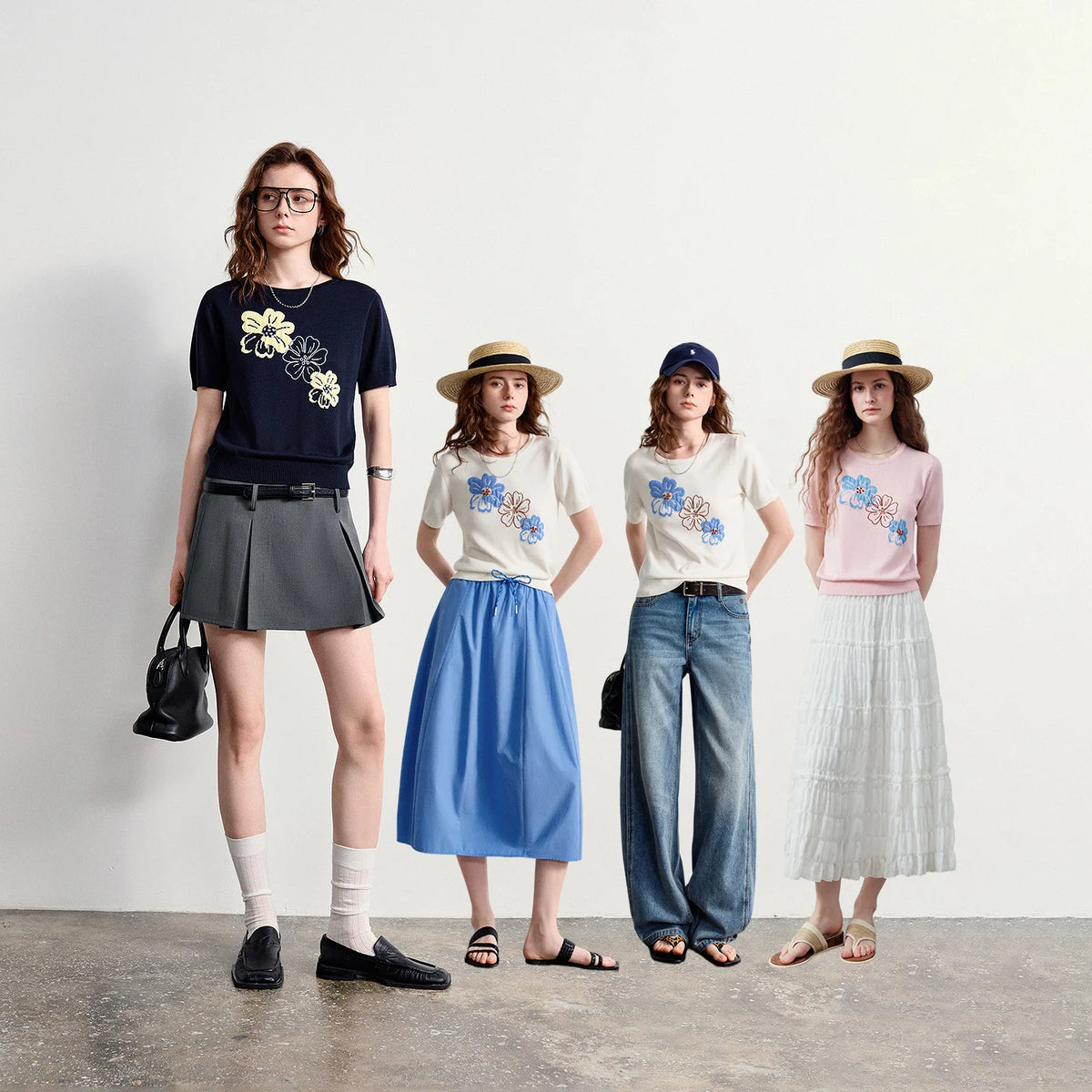 Floral-Motif Knit Tee