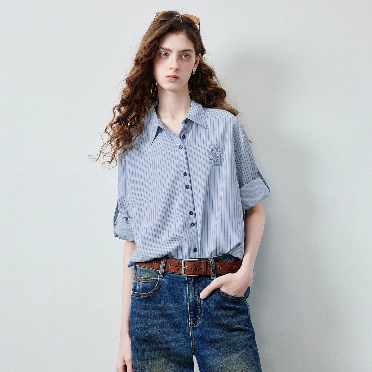 Striped Long-Sleeve Button-Up Shirt