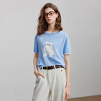 Cat-Motif Knit Tee