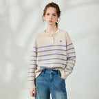 Striped Henley Knit Top
