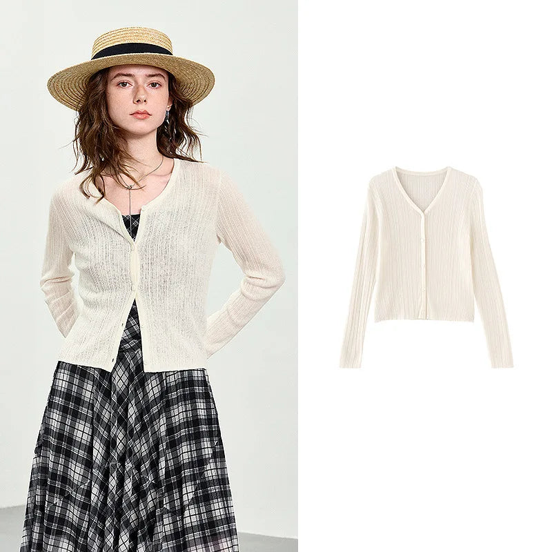 Ribbed V-Neck Cardigan