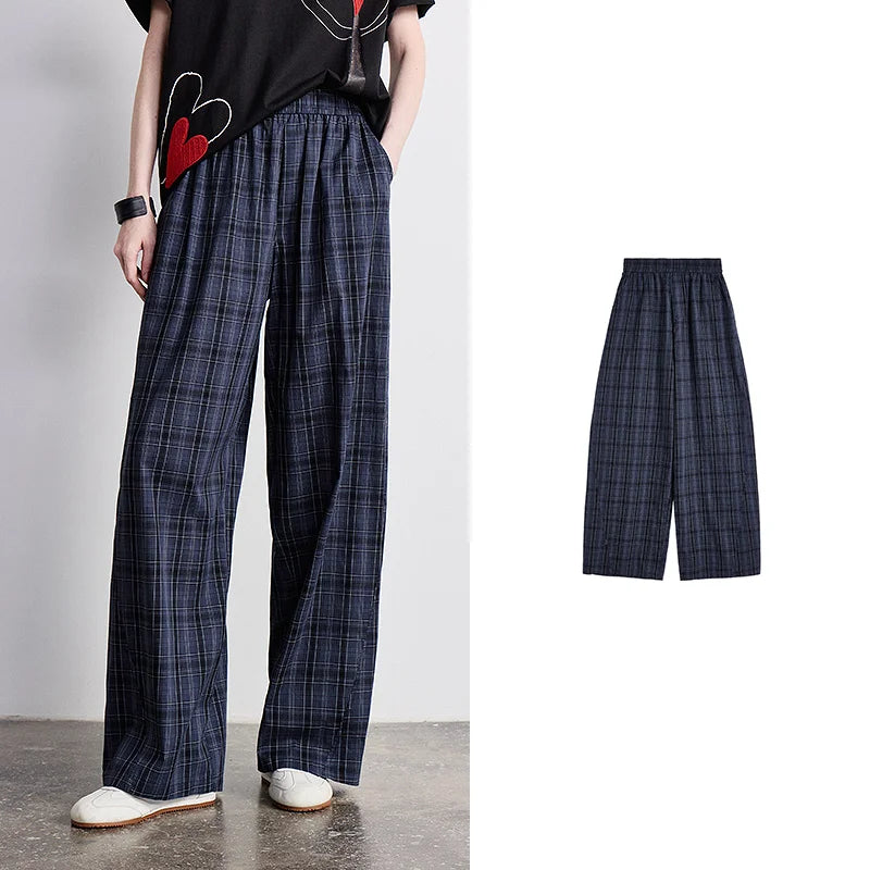 Plaid Wide-Leg Pants