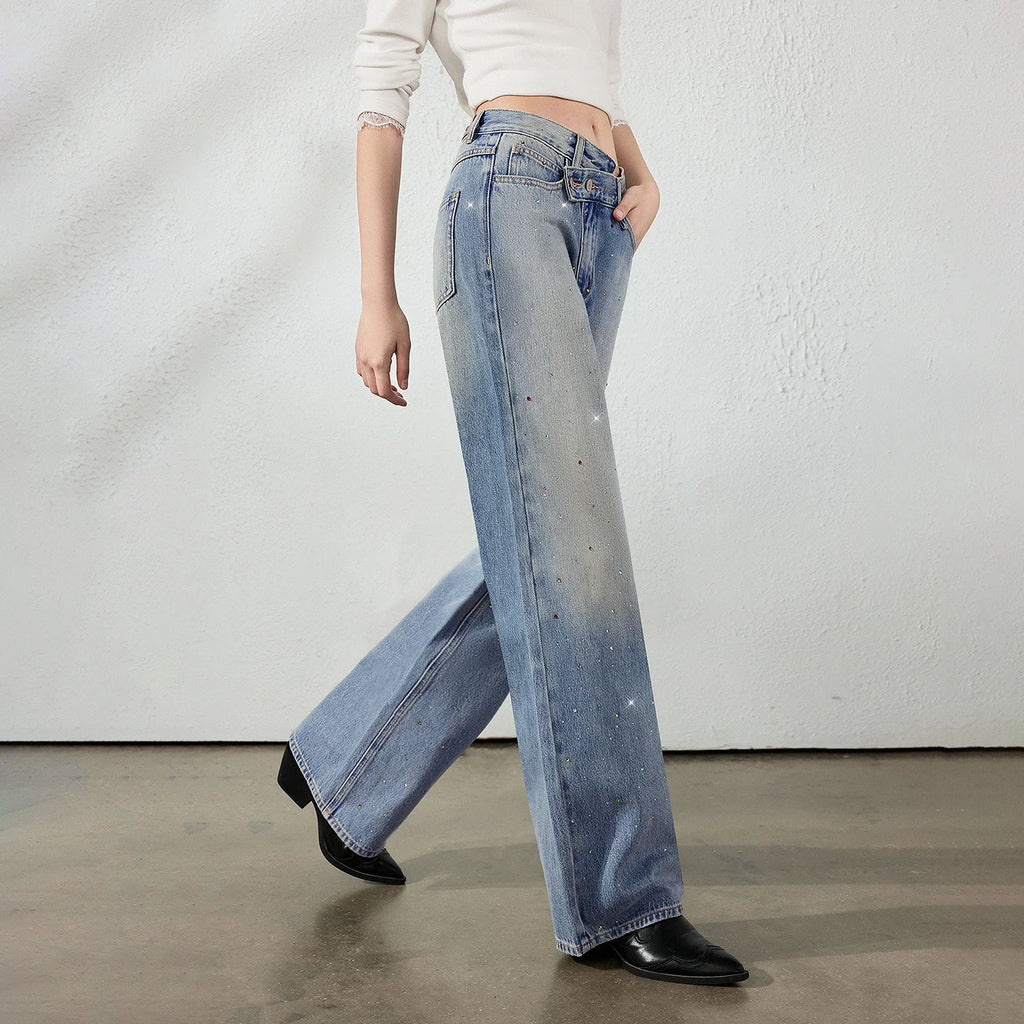 Wide-Leg Washed Jeans