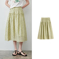 Polka-Dot Gathered Midi Skirt