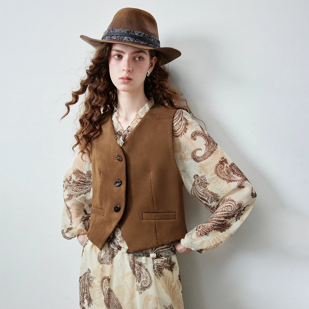 Cropped Button-Up Waistcoat