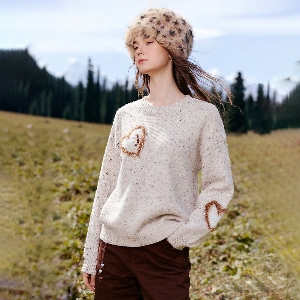 Heart-Motif Crewneck Sweater