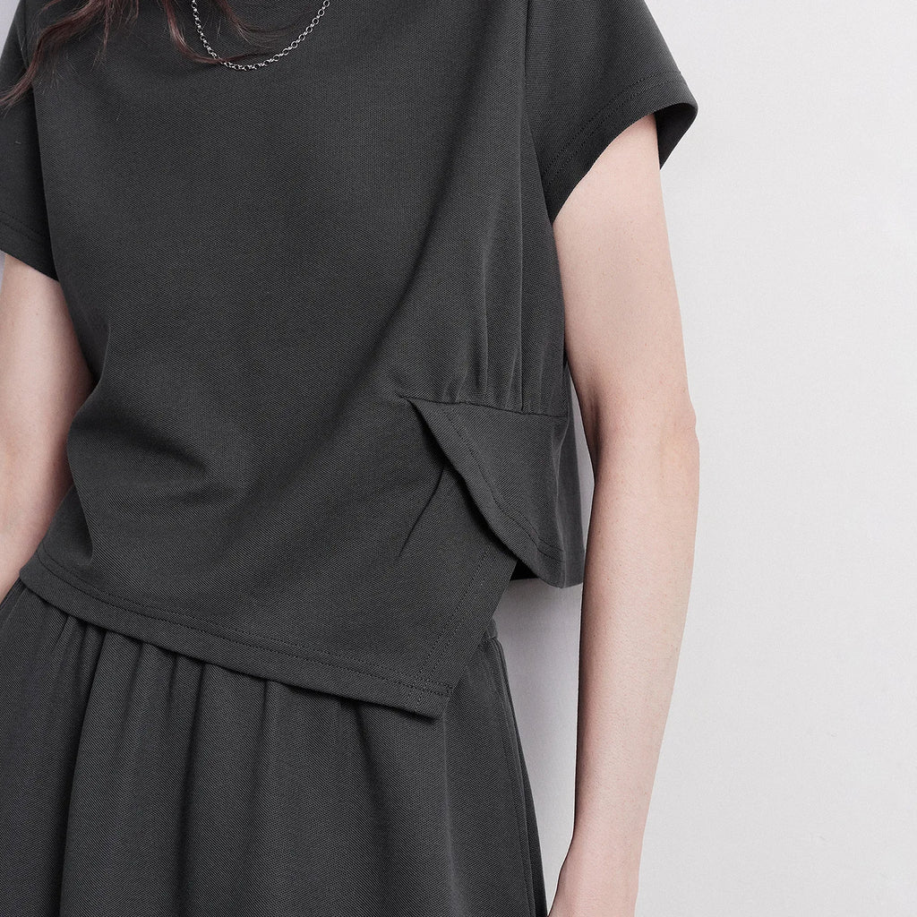Asymmetric Tee and Midi Skirt Set