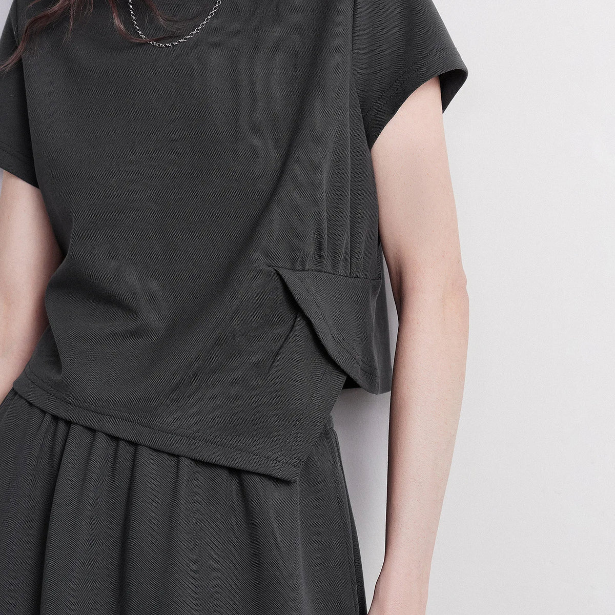 Asymmetric Tee and Midi Skirt Set