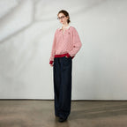 Striped Layered-Look Collared Sweatshirt