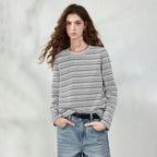 Textured Striped Long-Sleeve Top