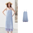 Crinkled Layered Midi Dress