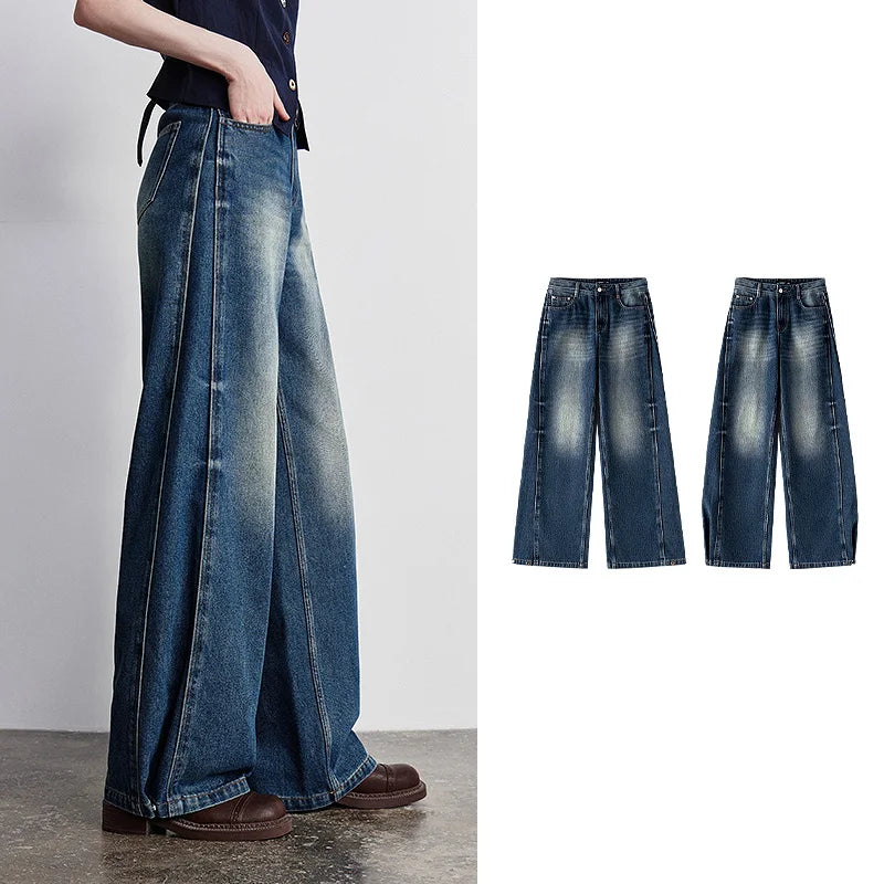 Seamed Wide-Leg Jeans