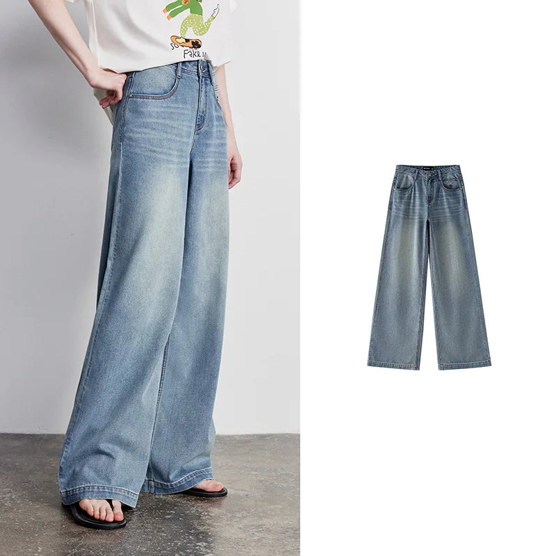 Washed Wide-Leg Jeans