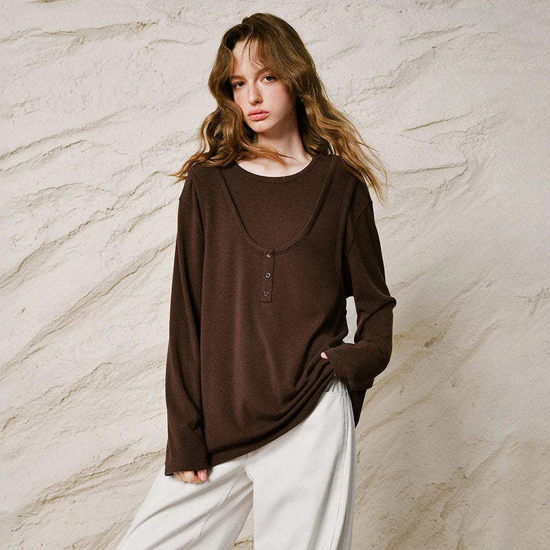 Layered-Look Henley Top