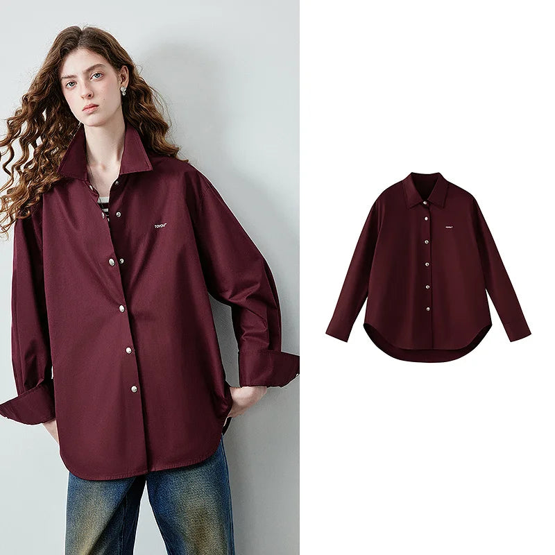 Relaxed Long-Sleeve Button-Front Shirt