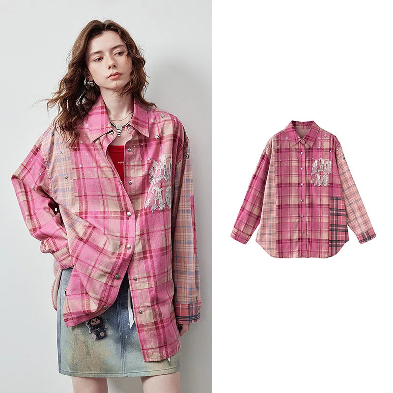 Plaid Graphic Oversized Shirt