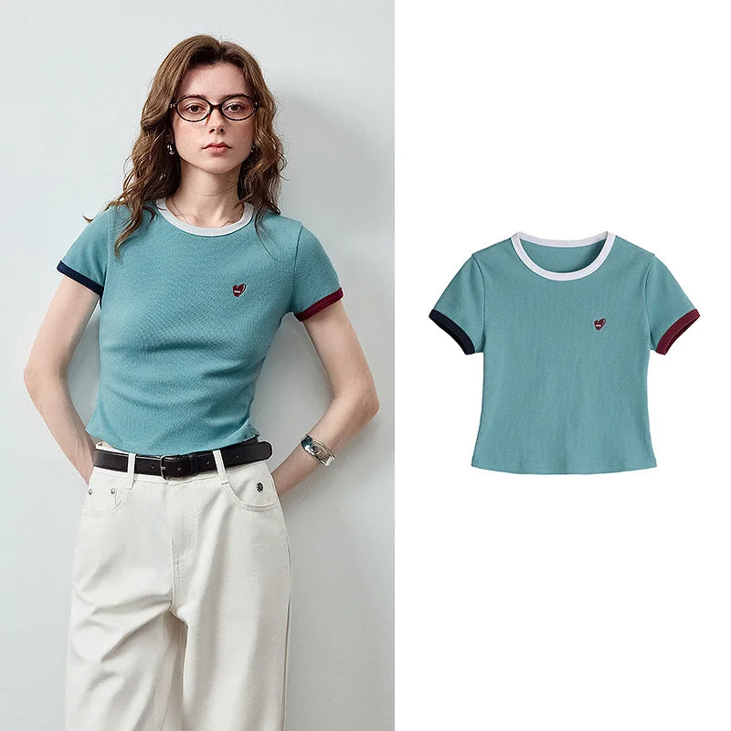 Contrast-Trim Fitted Tee