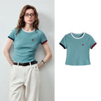 Contrast-Trim Fitted Tee