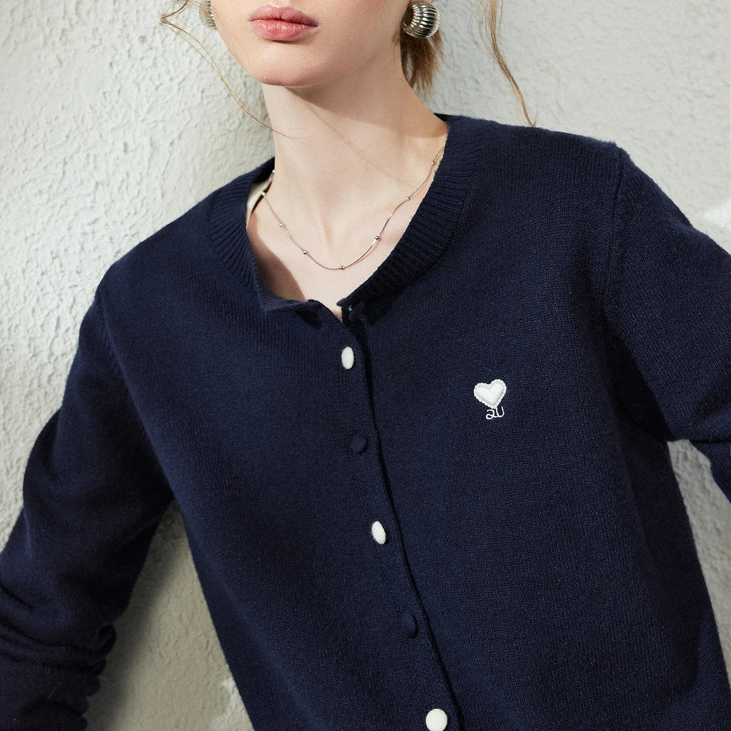 Heart-Detail Knit Cardigan